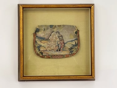 17th/18th Century Raised Embroidery Needlework Purse.