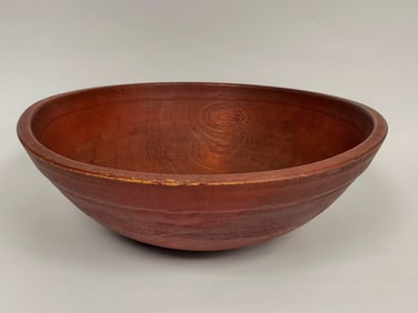 HUGE 18TH C PAINTED BEEHIVE BOWL CHESTNUT