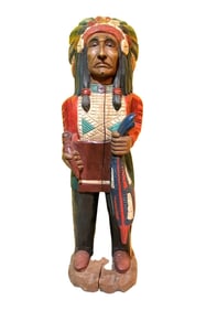 TALL CARVED AND PAINTED CIGAR STORE INDIAN