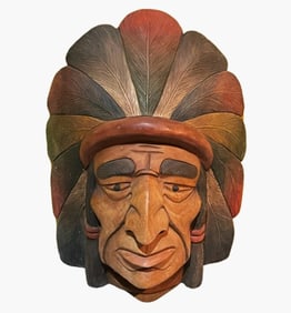 LARGE CARVED AND PAINTED INDIAN CHIEF