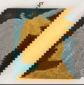 CARVED MOHAWK INDIAN PLAQUE SIGNED ROLAND ERICKSON 1938