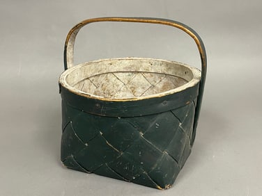 GREEN PAINTED BASKET