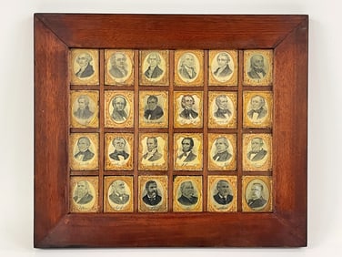 FOLK ART FRAMED PRESIDENTS IN GOLD GILT FRAMES
