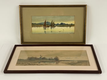 TWO FRAMED LOUIS HARLOW EXAMPLES, 9 X 16, 8 X 19