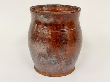Early Pennsylvania Motle-Glazed Redware Jar