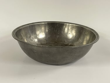 EARLY OVERSIZED AMERICAN PEWTER BASIN SIGNED BOARDMAN