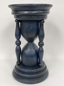 LARGE EARLY STORE SIGN IN THE SHAPE OF AN HOURGLASS IN THE OLD BLUE