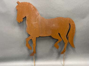 LARGE SHEET IRON HORSE, 20TH C , GREAT FORM , FOUND ON NC FARM