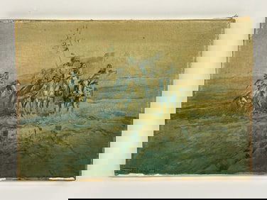 SIGNED CHARLES RUSSELL INDIANS ON HORSEBACK AS IS