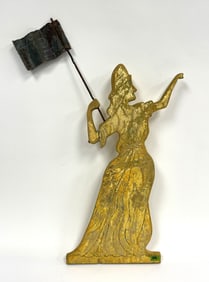 CARVED WOOD LADY LIBERTY WEATHERVANE