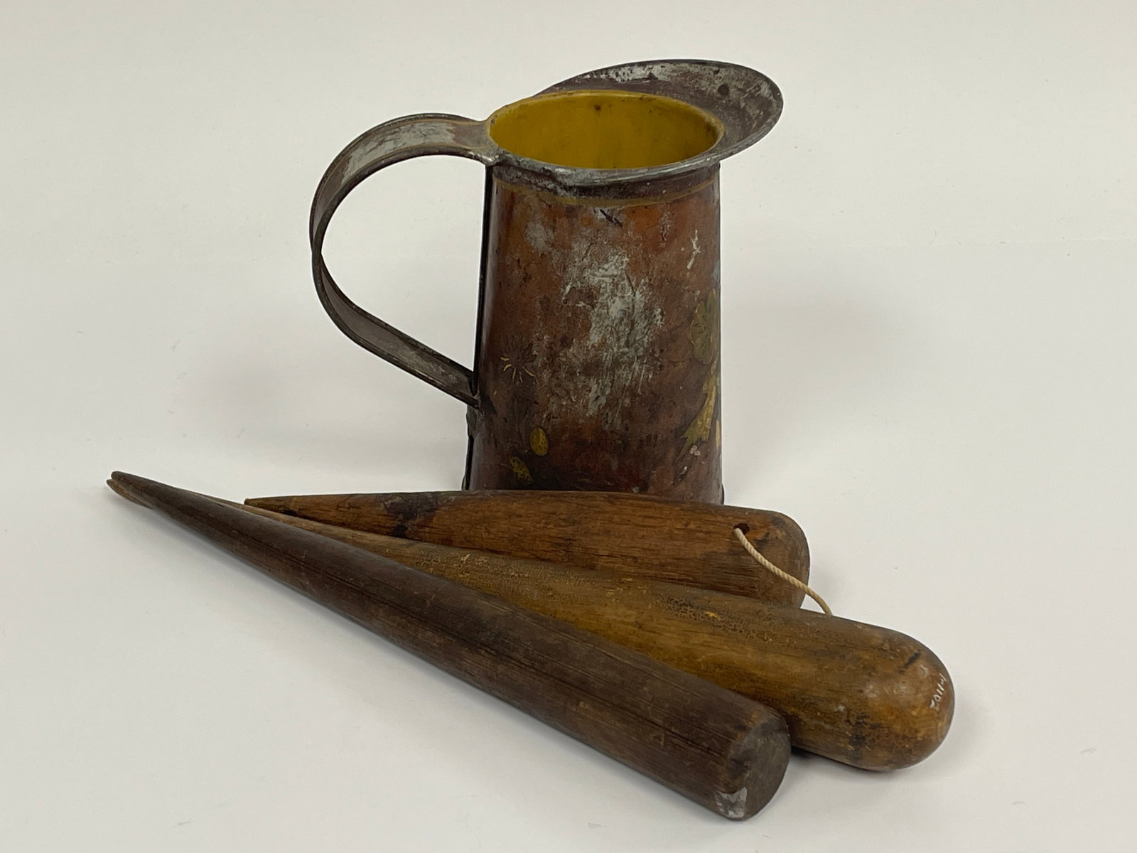 3 FIDS FORS SAILCLOTH , TIN PITCHER: 3 FIDS FORS SAILCLOTH , TIN PITCHER LARGEST 14.5"