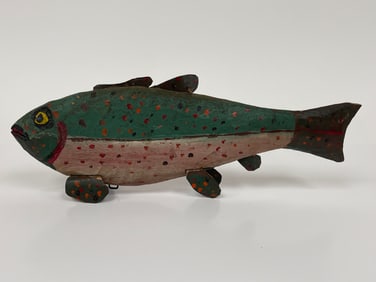 FOLK ART PAINTED FISH WITH TIN FINS