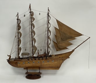 LARGE FOLK ART MODEL OF A SCHOONER