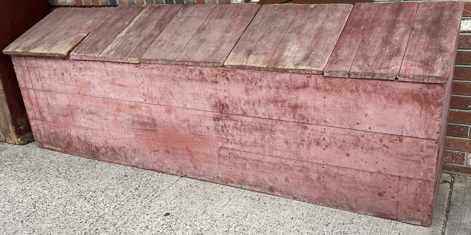 PRIMITIVE RED PAINTED GRAIN BIN (1 of 4)