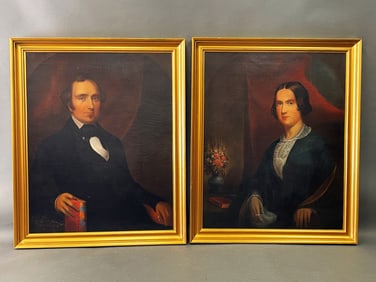 LARGE PAIR OF EARLY ANCESTRAL PORTRAITS