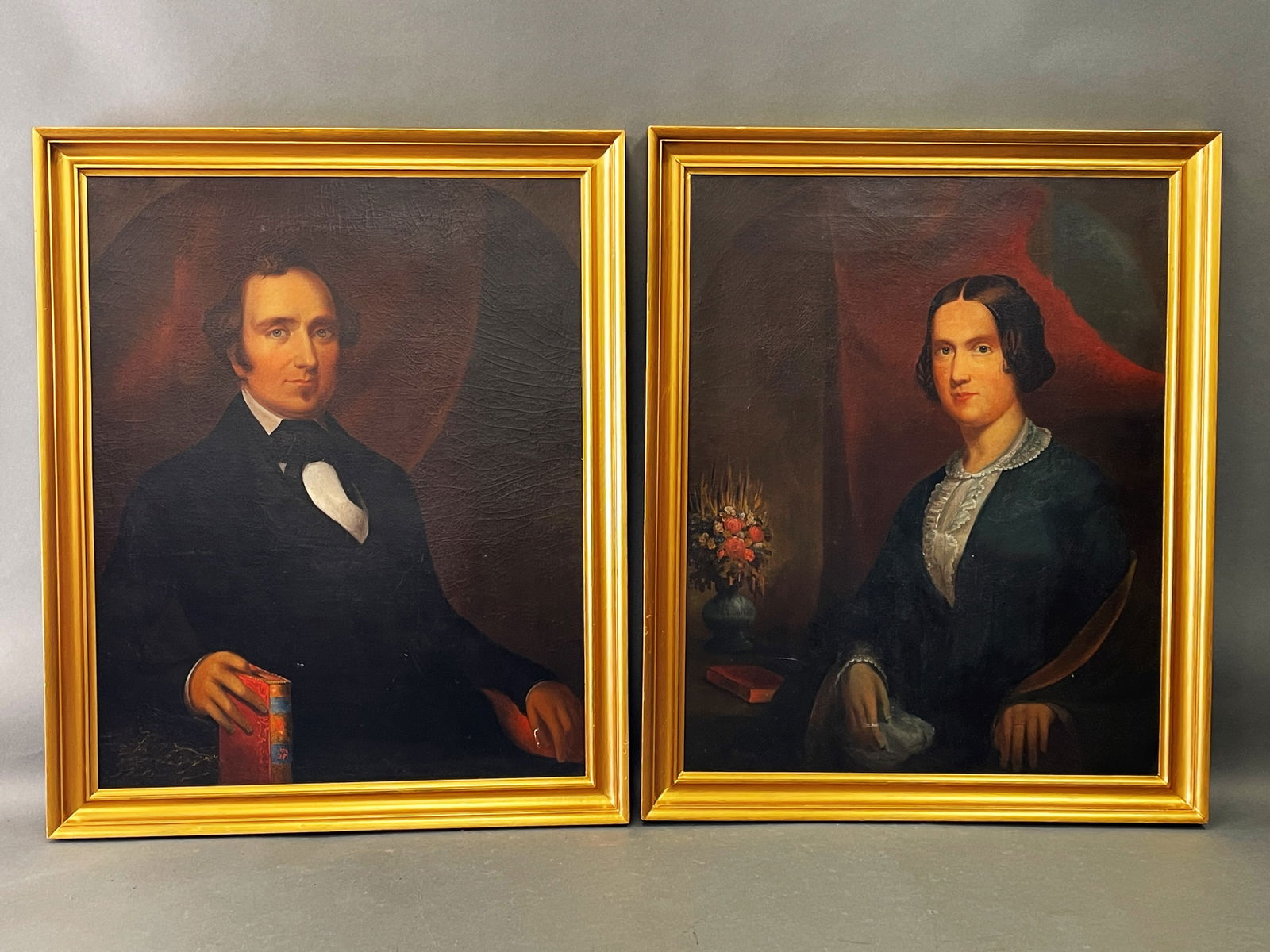 LARGE PAIR OF EARLY ANCESTRAL PORTRAITS (1 of 3)