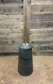 PAINTED BLUE BUTTER CHURN