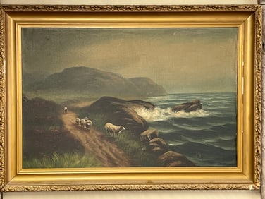 O/C SEASCAPE W/ SHEEP & FARMER