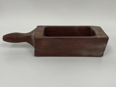 EARLY LARGE PAINTED WOODEN BUTTER MOULDS W/ FISH CARVING