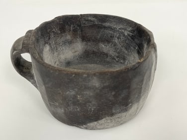 UNUSUAL HEWN WOOD SPIRIT MUG W/ CARVED SYMBOL