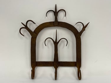 SMALL TRIPLE HOOK FORGED IRON IMPLEMENT RACK