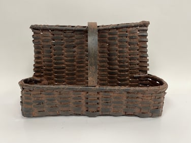 INTERESTING CHOCOLATE COLOR HANGING LETTER BASKET W/ LOOPS HANDLES