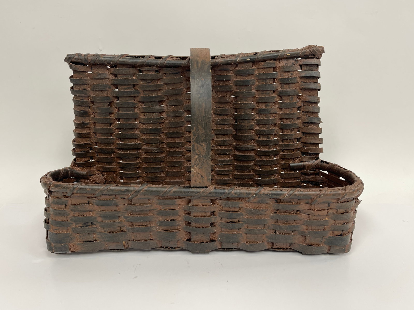 INTERESTING CHOCOLATE COLOR HANGING LETTER BASKET W/ LOOPS HANDLES: INTERESTING CHOCOLATE COLOR HANGING LETTER BASKET W/ LOOPS HANDLES