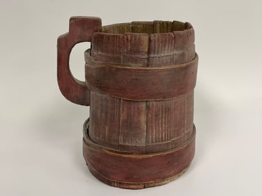 EARLY WELL USED PIGGIN IN OLD RED PAINT