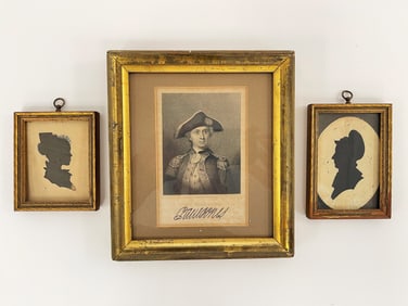 THREE FRAMED ITEMS SILHOUETTES