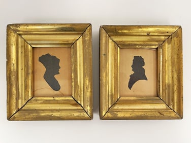 PAIR SILHOUETTES IN GOLD GILT FRAMES