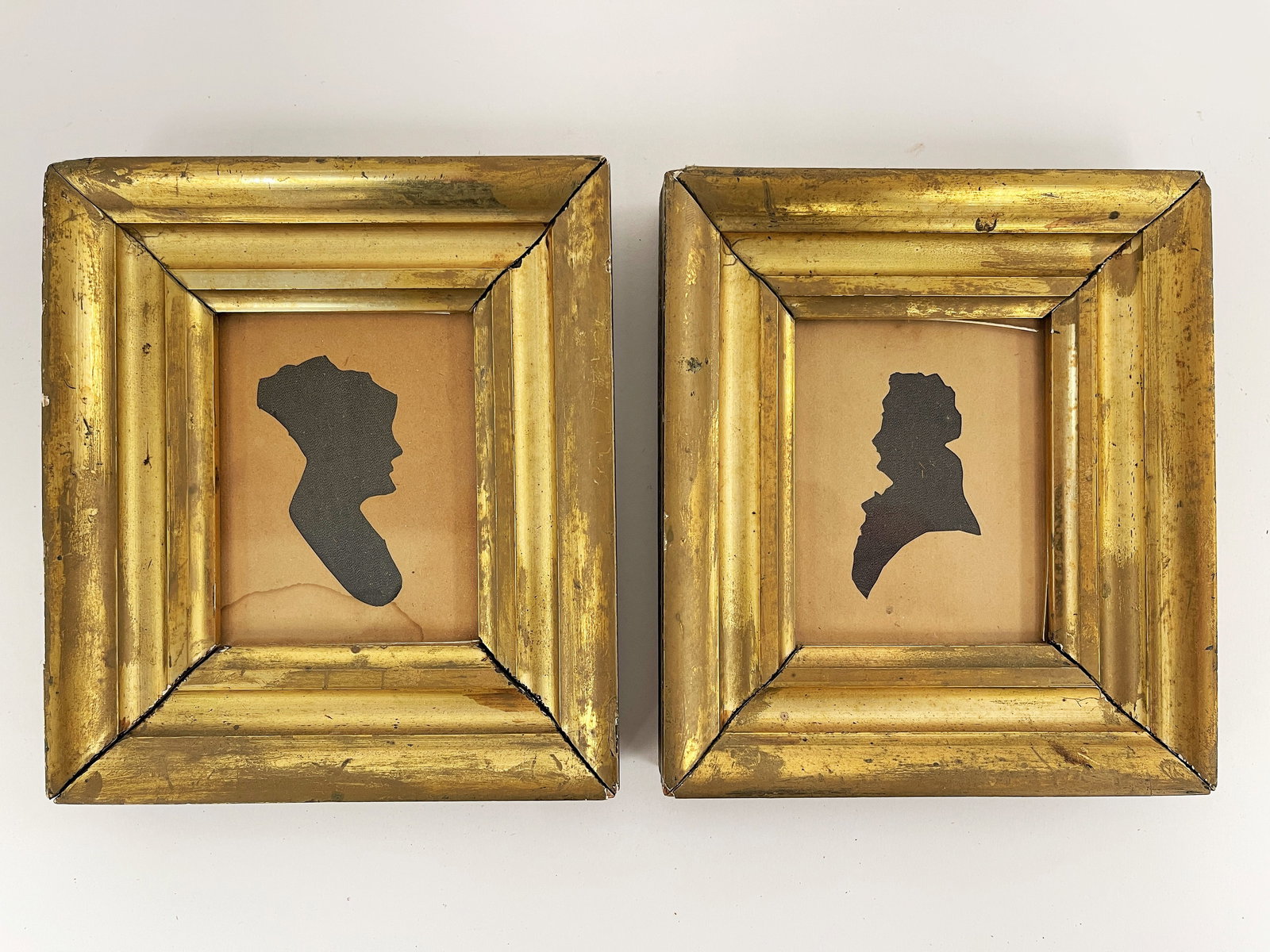 PAIR SILHOUETTES IN GOLD GILT FRAMES (1 of 2)
