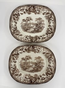 TWO BROWN STAFFORDSHIRE PLATTERS 10 X 12