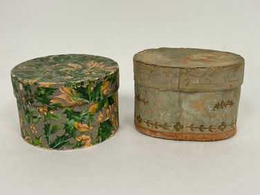 SET OF 2 C1890 miniature WALLPAPER BOXES:
