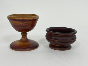 SET OF TWO TREENWARE SALTS