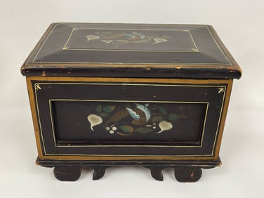 Dated 1852 small, paneled blanket chest paint