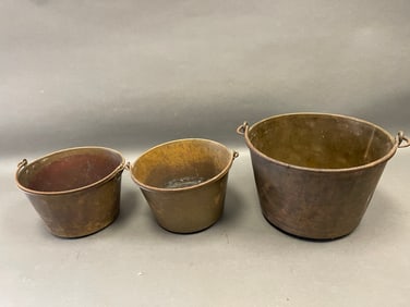 Three 19th century copper kettles