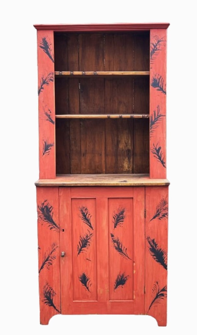 Small early 19th century red cant back open face dresser (1 of 5)