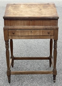 UNUSUAL EARLY 19THC RAILROAD CLERKS DESK ON FRAMER OLD SURFACE FROM ESSEX CT C.1810-1840