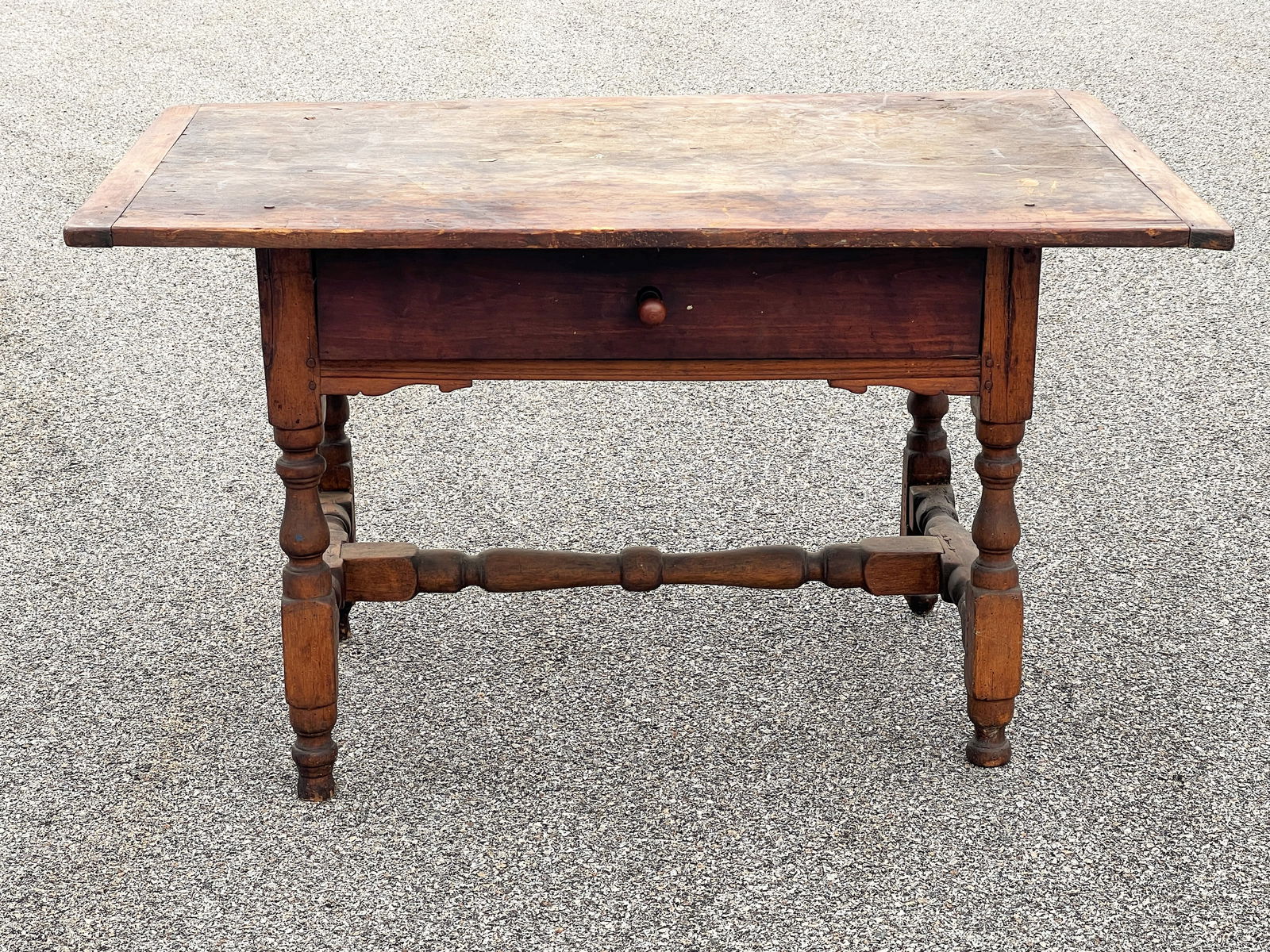 RARE 17TH C MA BAR TAVERN TABLE WITH ORIGINAL BRACKETS RESTORATIONS TO TOP AND DRAWER MA C. 1650 (1 of 6)