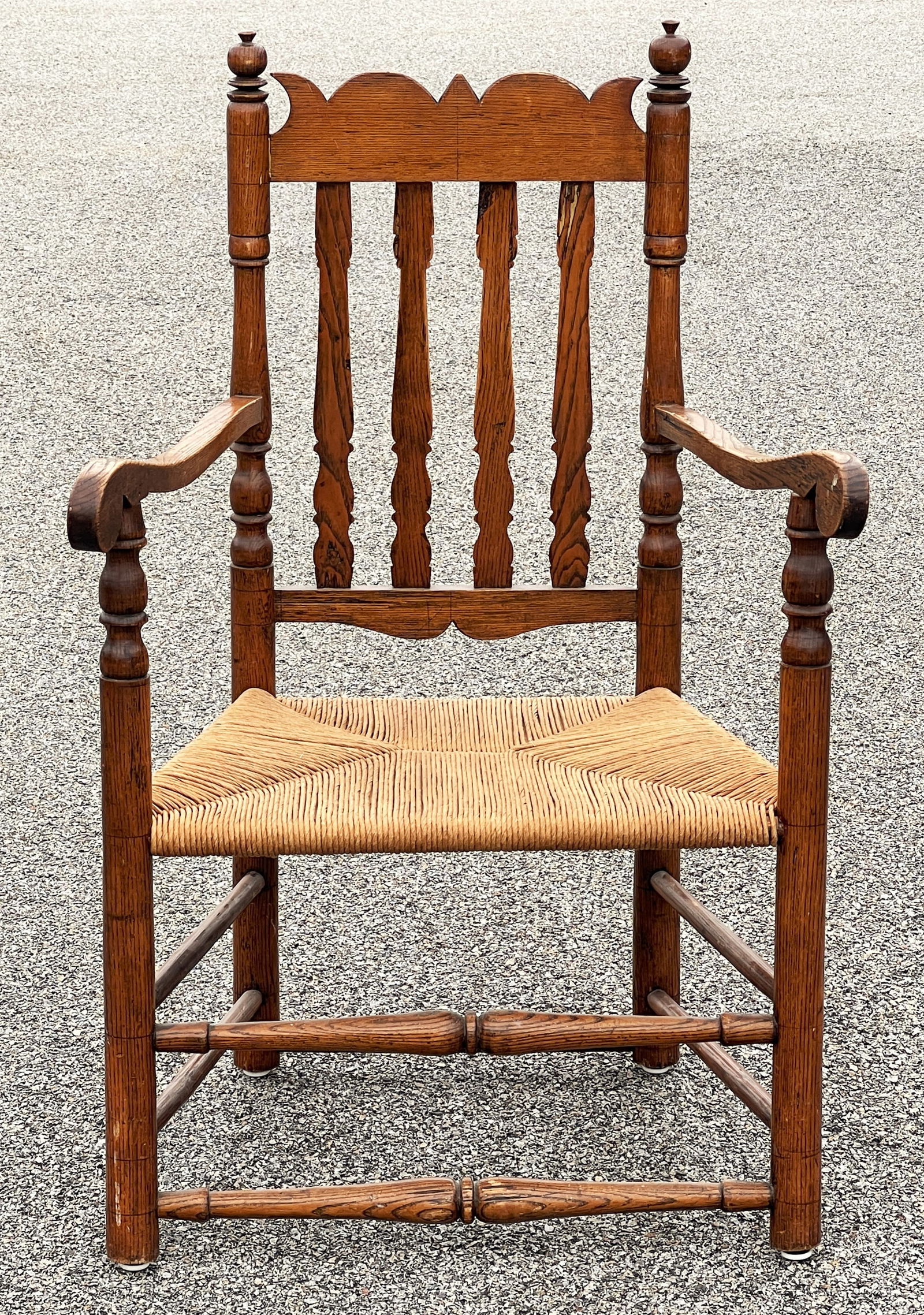 BOLD NH 18TH C BANNISTER BACK ARMCHAIR ASH OLD SURFACE FULL HEIGHT (1 of 4)