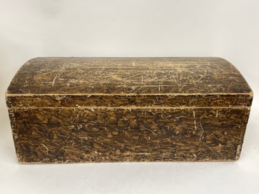 19TH C MUSTARD & BLACK STAIN PAINTED DOME TOP BOX VT C.1780