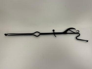 RAIR PAIR 18TH C WROUGHT IRON PIPE TONGS IN OLD SURFACE