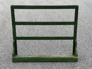 19TH C HANGING SHELF IN OLD GREEN PAINT