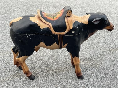 CARVED AND PAINTED CAROUSEL STYLE COW