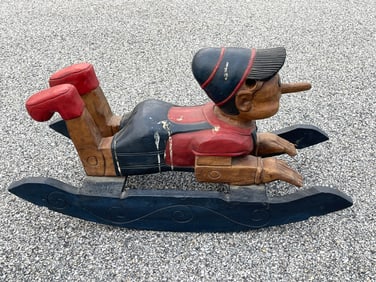 CARVED AND PAINTED RIDE ON PINOCCHIO ROCKING TOY