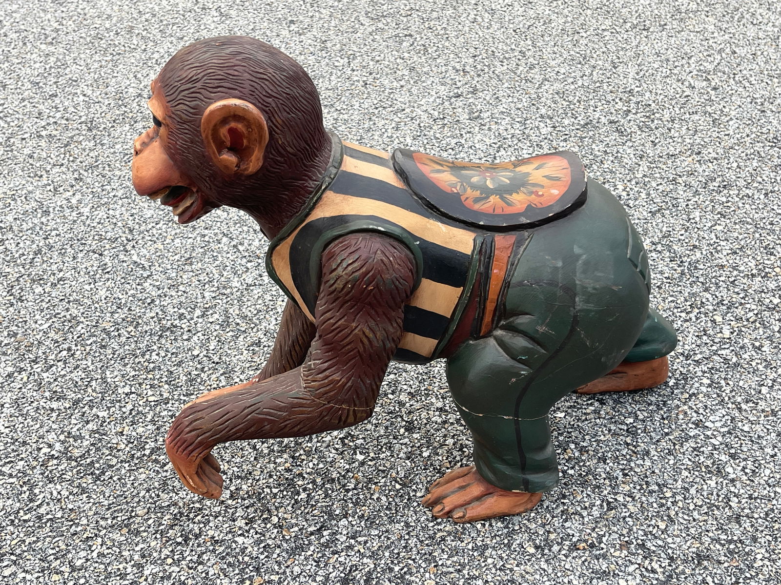 CARVED AND PAINTED SIT ON MONKEY: CARVED AND PAINTED SIT ON MONKEY, 24 X 19 X 8