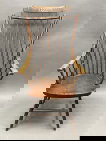 COMB BACK WINDSOR DECORATED ARM CHAIR