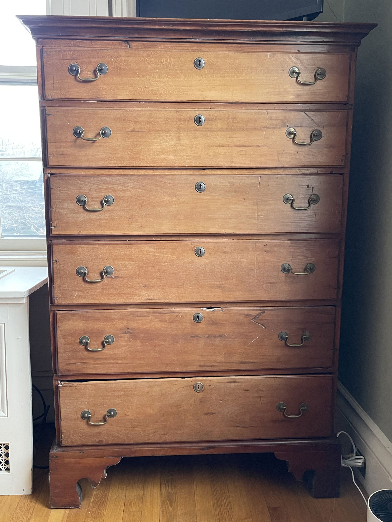 CHIPPENDALE SIX DRAWER TALL CHEST (1 of 4)