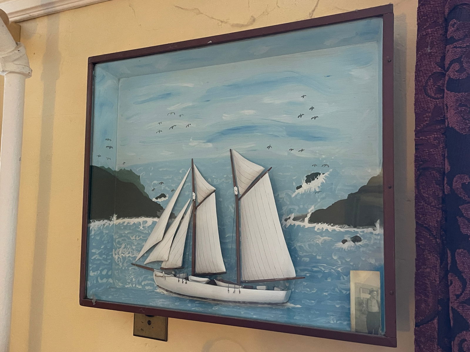 SCHOONER DIORAMA: SCHOONER DIORAMA 17" X 20" X 2.5"