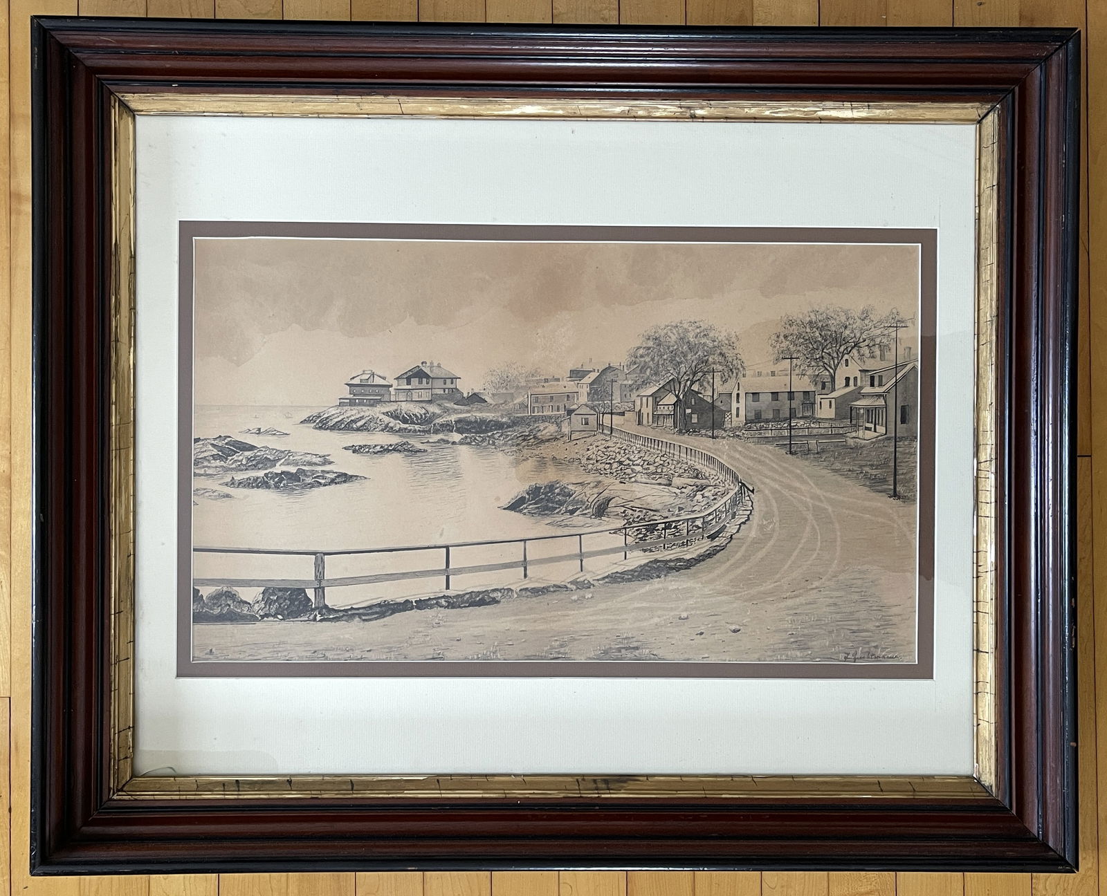 FRAMED MARBLEHEAD PRINT: FRAMED MARBLEHEAD PRINT 33" X 26"